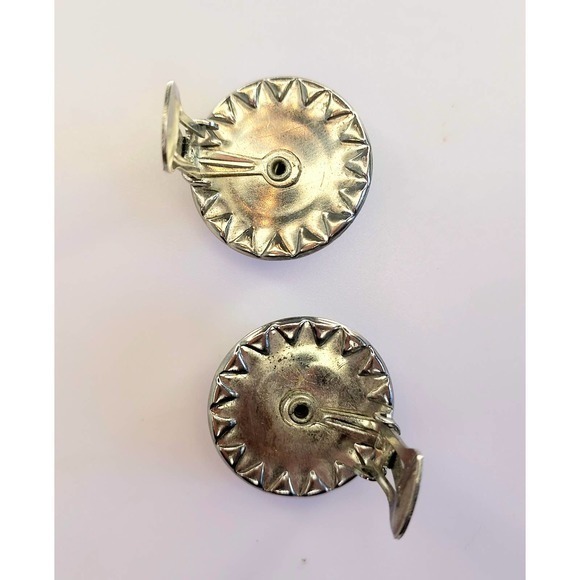 Vintage Rhinestone Statement Earrings Blue - Picture 6 of 8